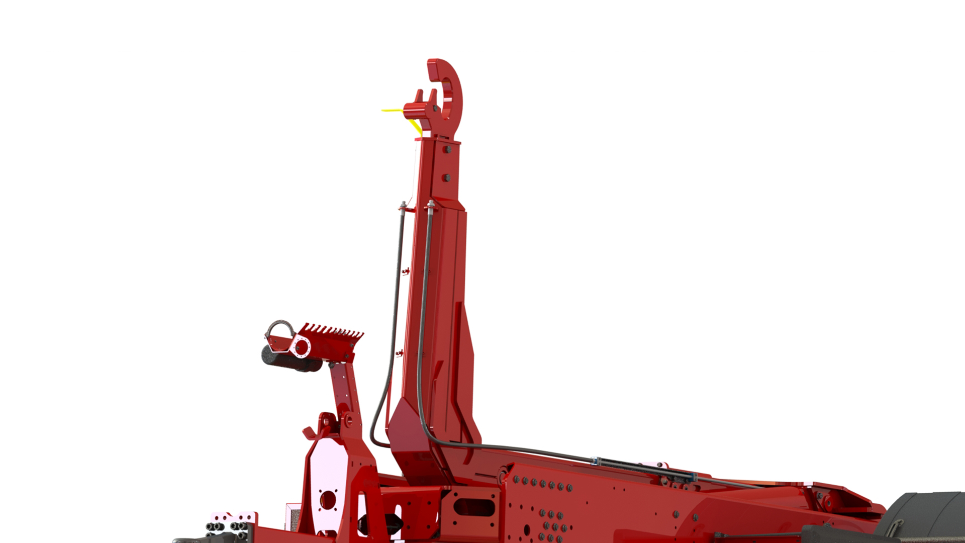 Tower mounted double action hydraulic hose connection forsmw